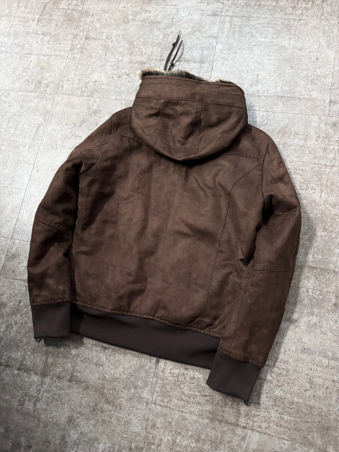 퍼 후드 스웨이드 지퍼 슬리브 윈터 자켓 상품이미지4