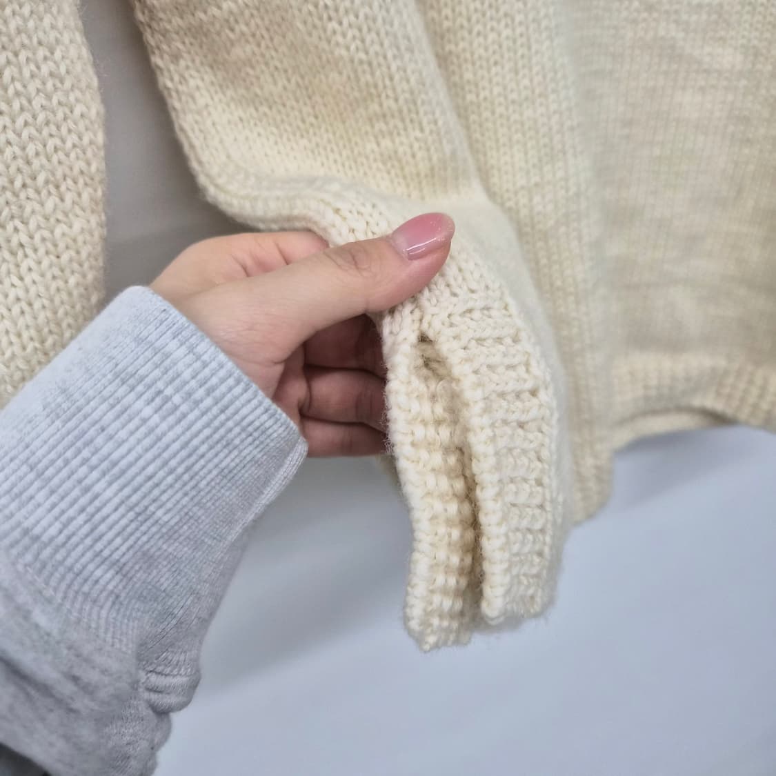 핸드메이드 아이보리색 니트 스웨터 남녀공용 L 상품이미지4