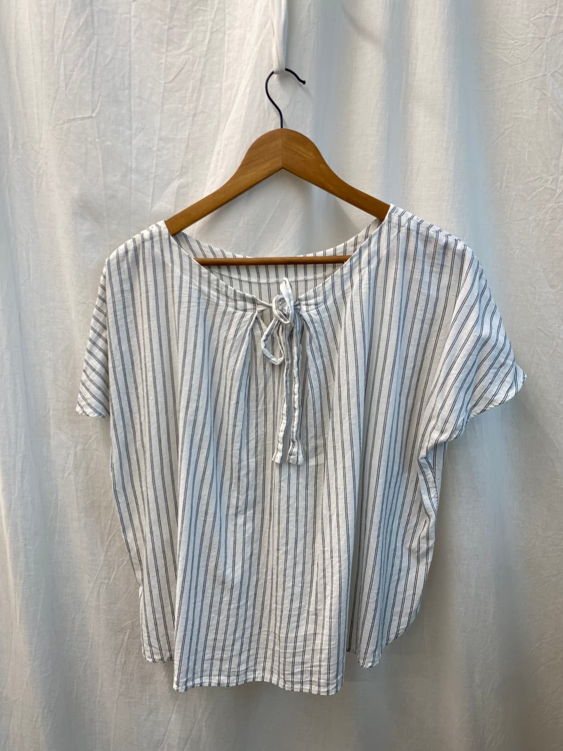스트라이프 린넨면 반팔블라우스(L) 상품이미지6