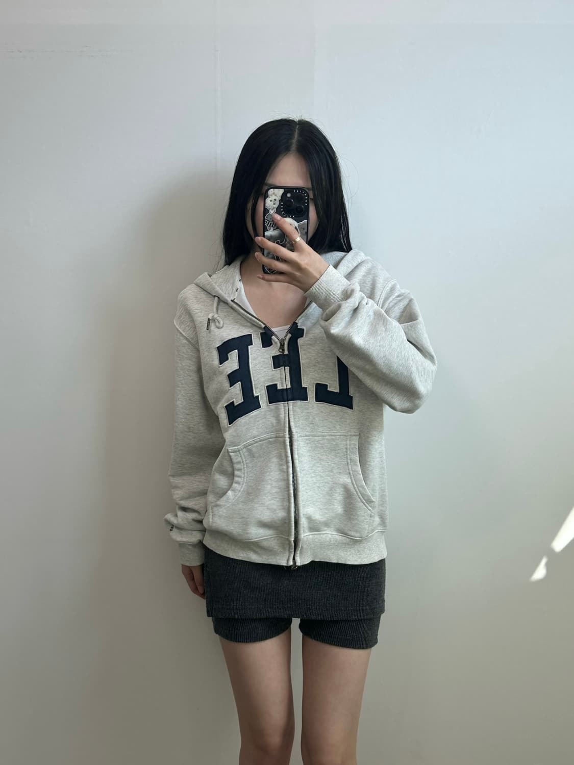 Lee 리 자수로고 그레이 후드집업 상품이미지1