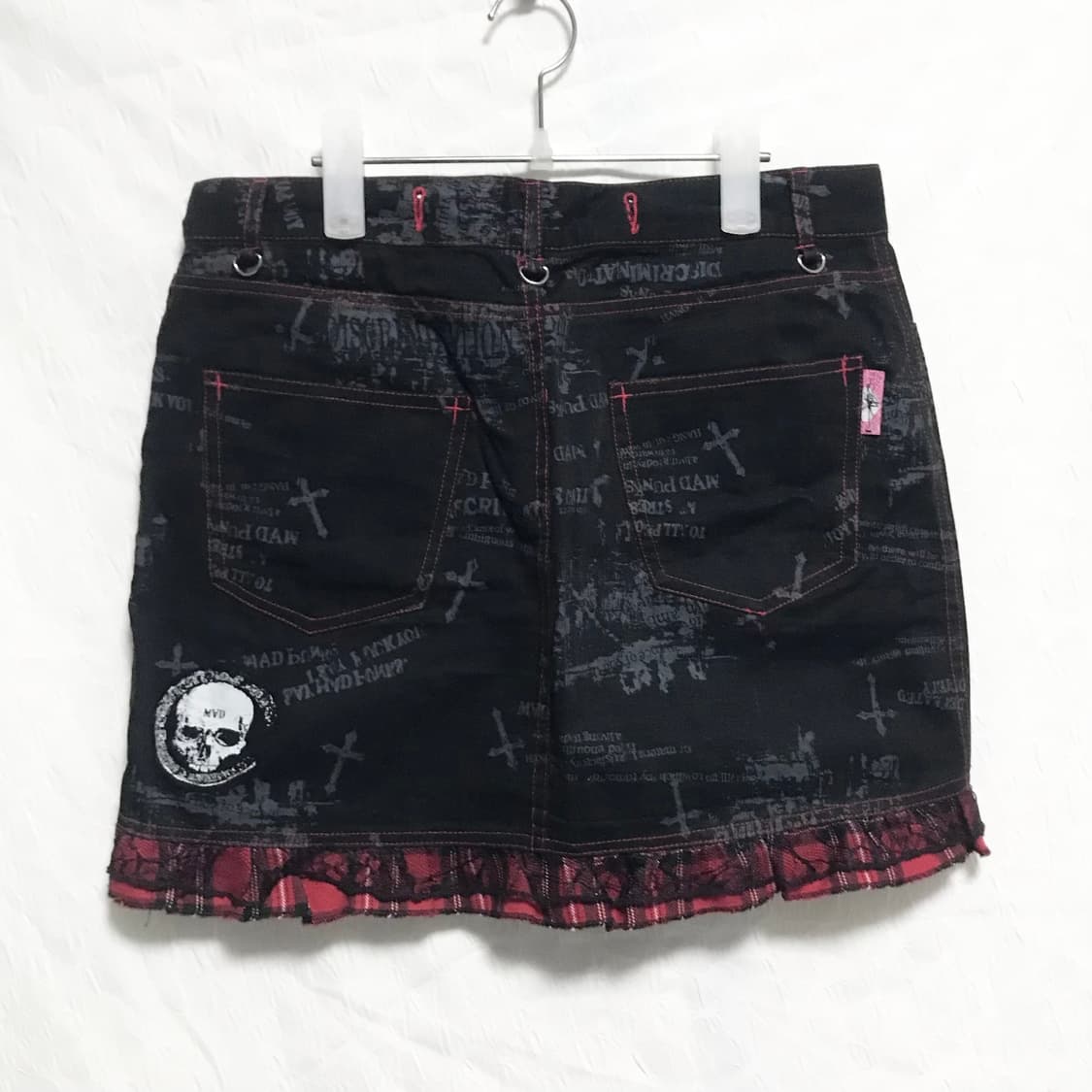 빈티지 madpunks 매드펑크 지퍼 디테일 체크 레이어드 스커트 상품이미지2
