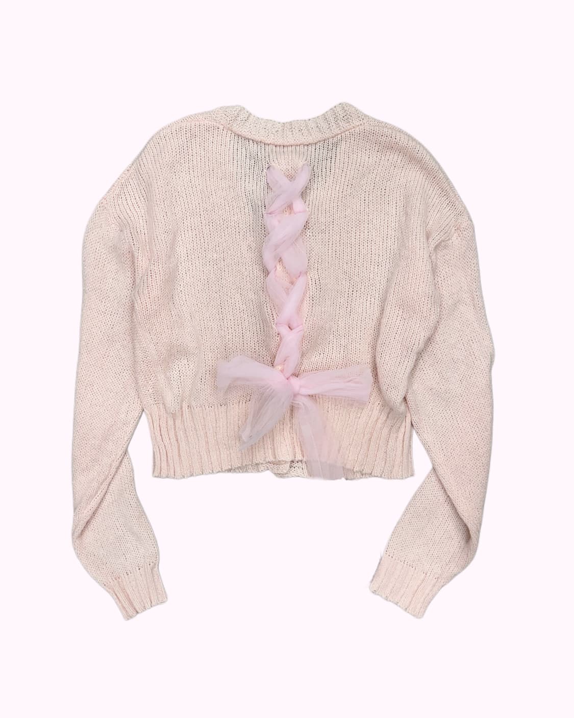 pink lace-up crop cardigan 상품이미지4