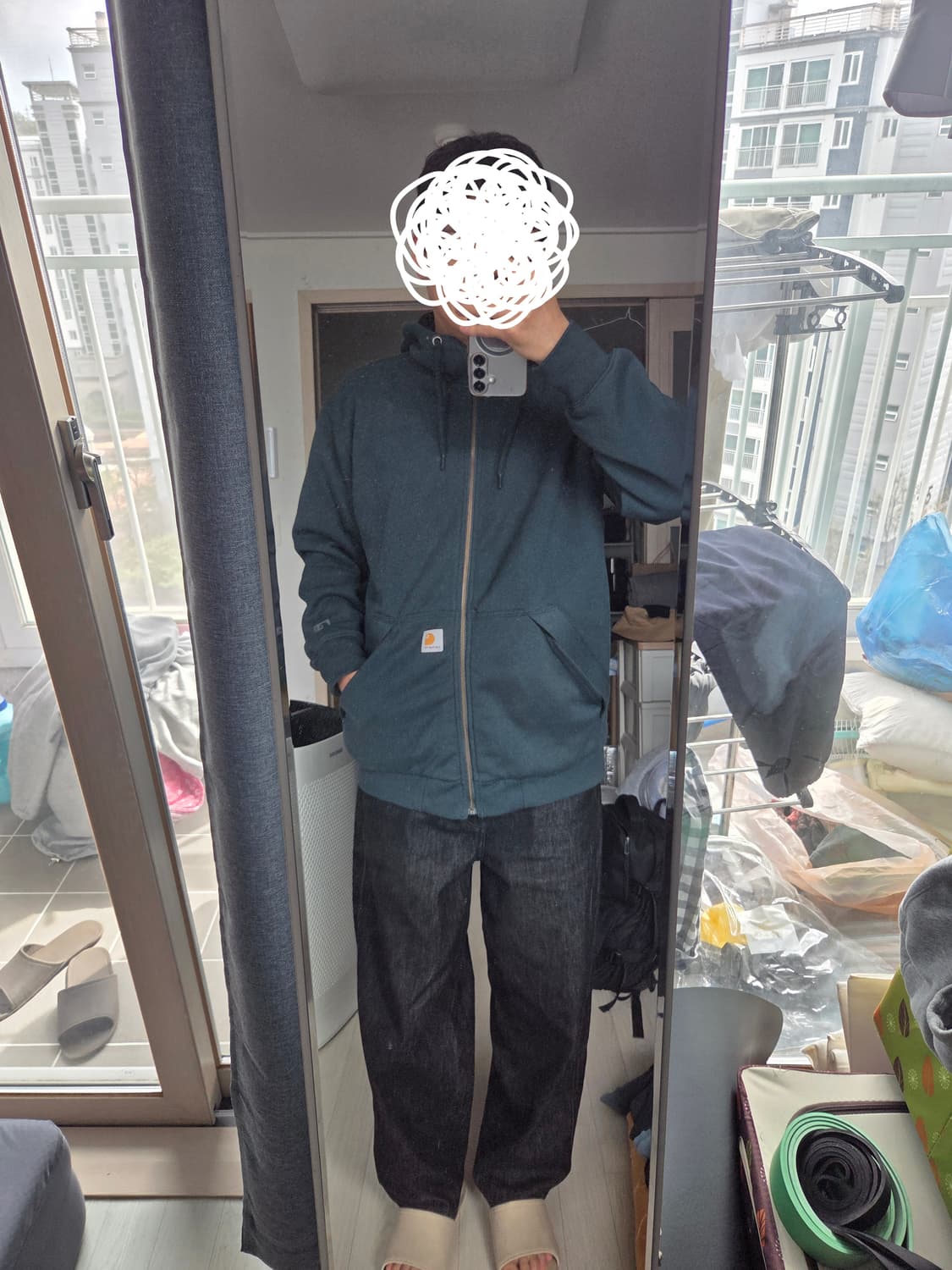 칼하트 후드집업 블랙,다크그린 M 사이즈  상품이미지2