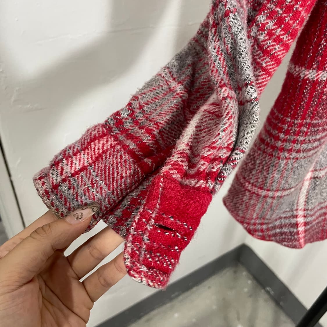 오버사이즈 체크 후드 자켓 상품이미지5