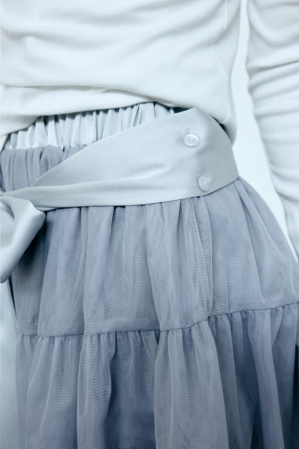 [새상품] 더오유 쉬폰 실키 타이 스커트 그레이 상품이미지8