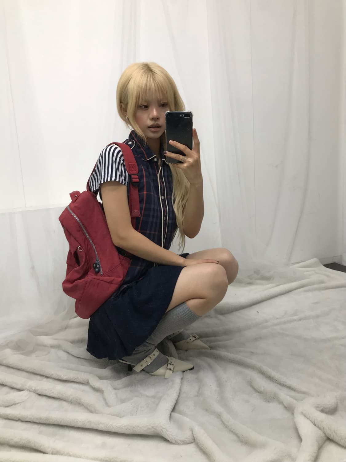 버버리 체크 셔츠 톤온톤 코디 상품이미지3