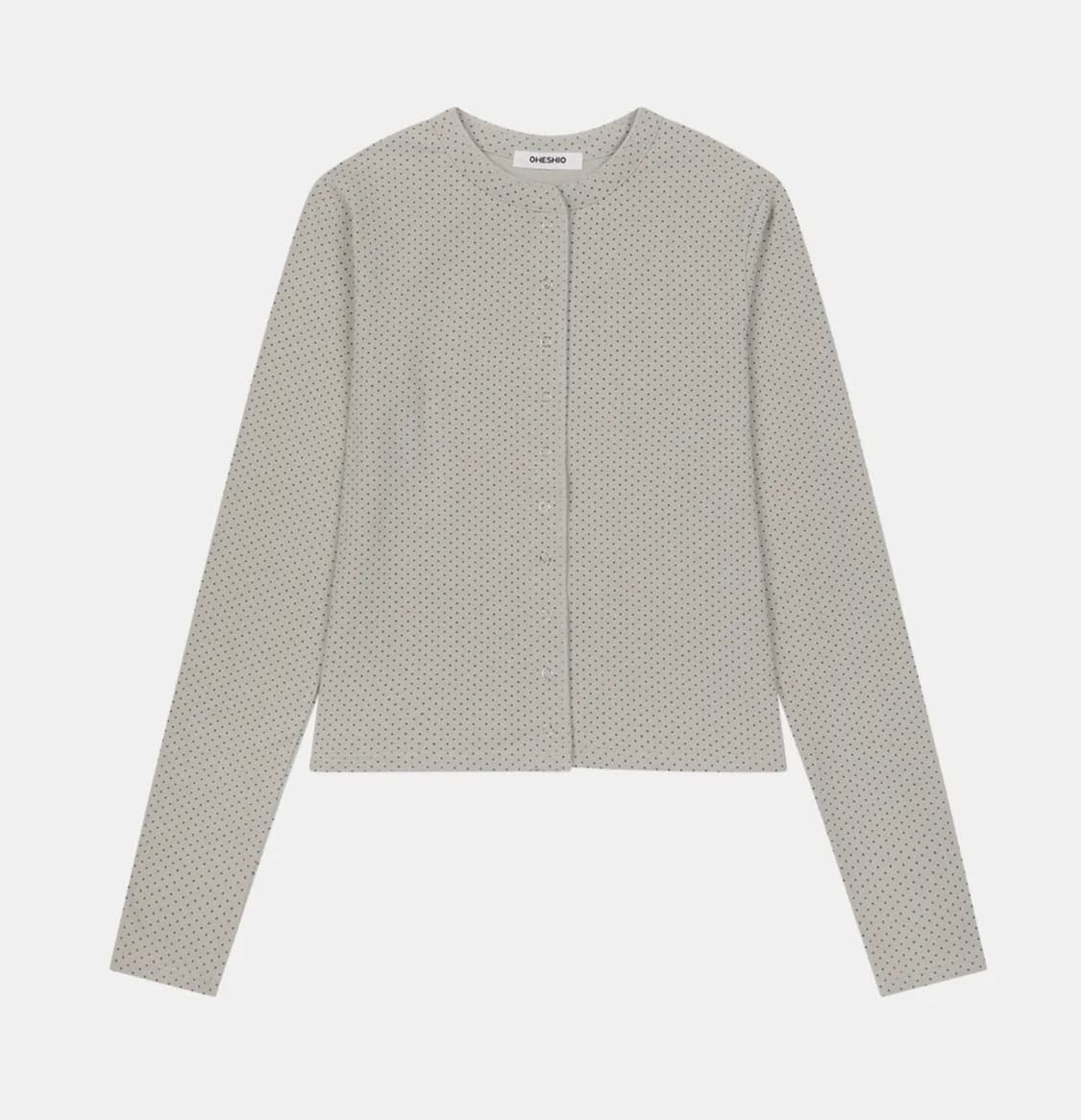 오헤시오 저지 버튼 가디건 그레이 도트 상품이미지1
