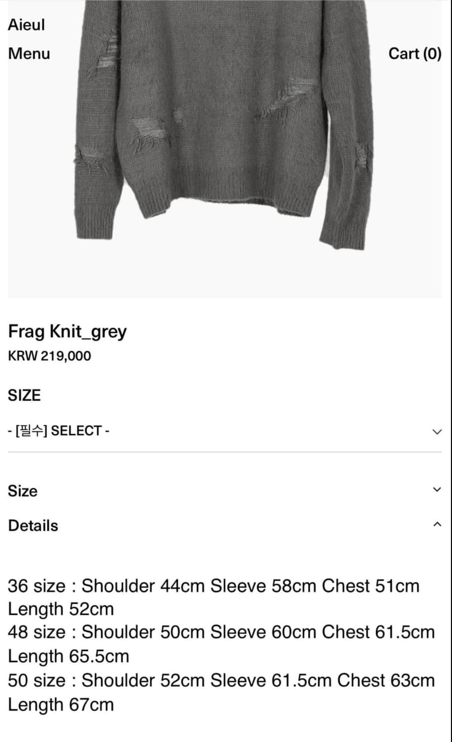 [48] 아이엘 Frag Knit_gray 프라그 니트  상품이미지3