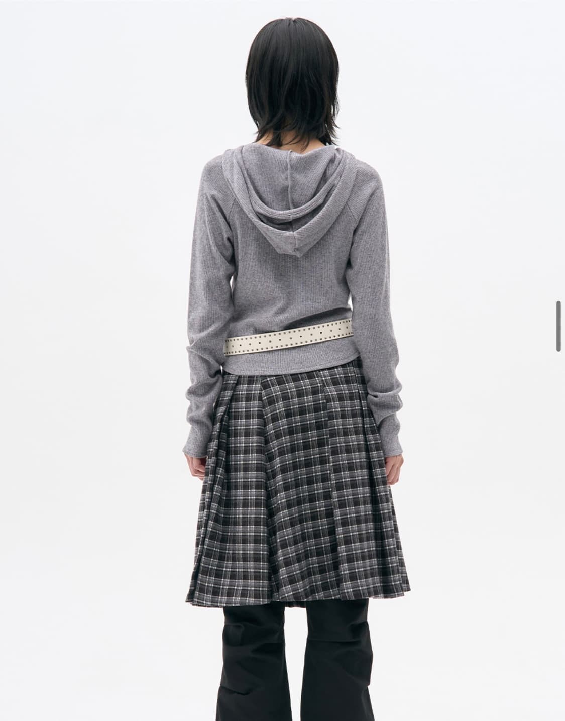 플레이스 스튜디오 골지 세미크롭 후드티 (블랙) 상품이미지3