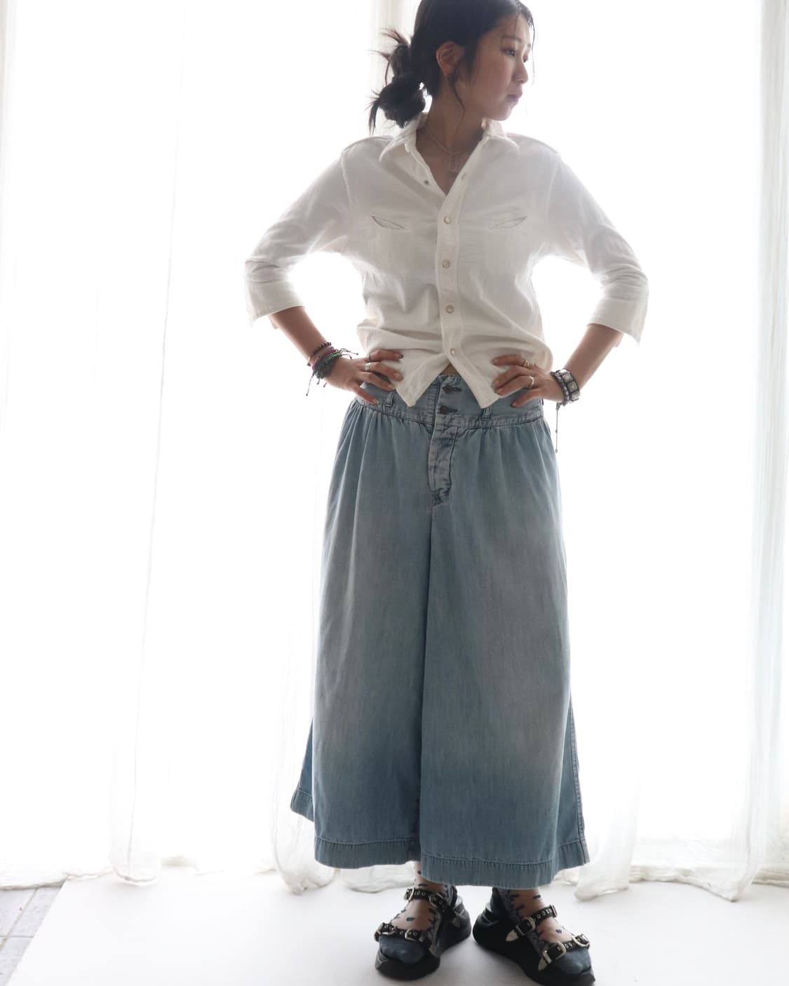 [45rpm] Light Denim Culottes Pants 상품이미지1