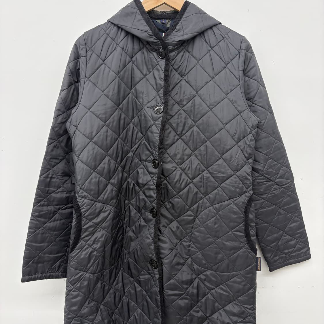라벤햄 블랙 퀼팅 후드 코트 여/M 상품이미지2