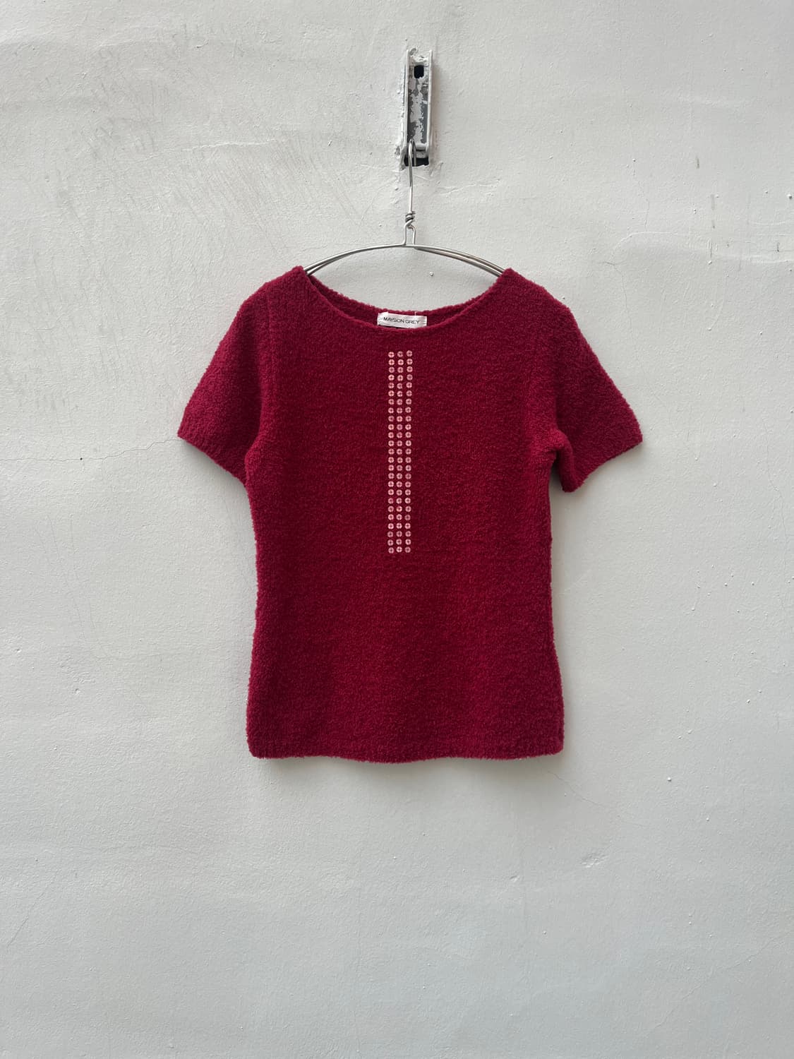 Mayson grey 자개단추 포인트 버건디 반팔 상품이미지1