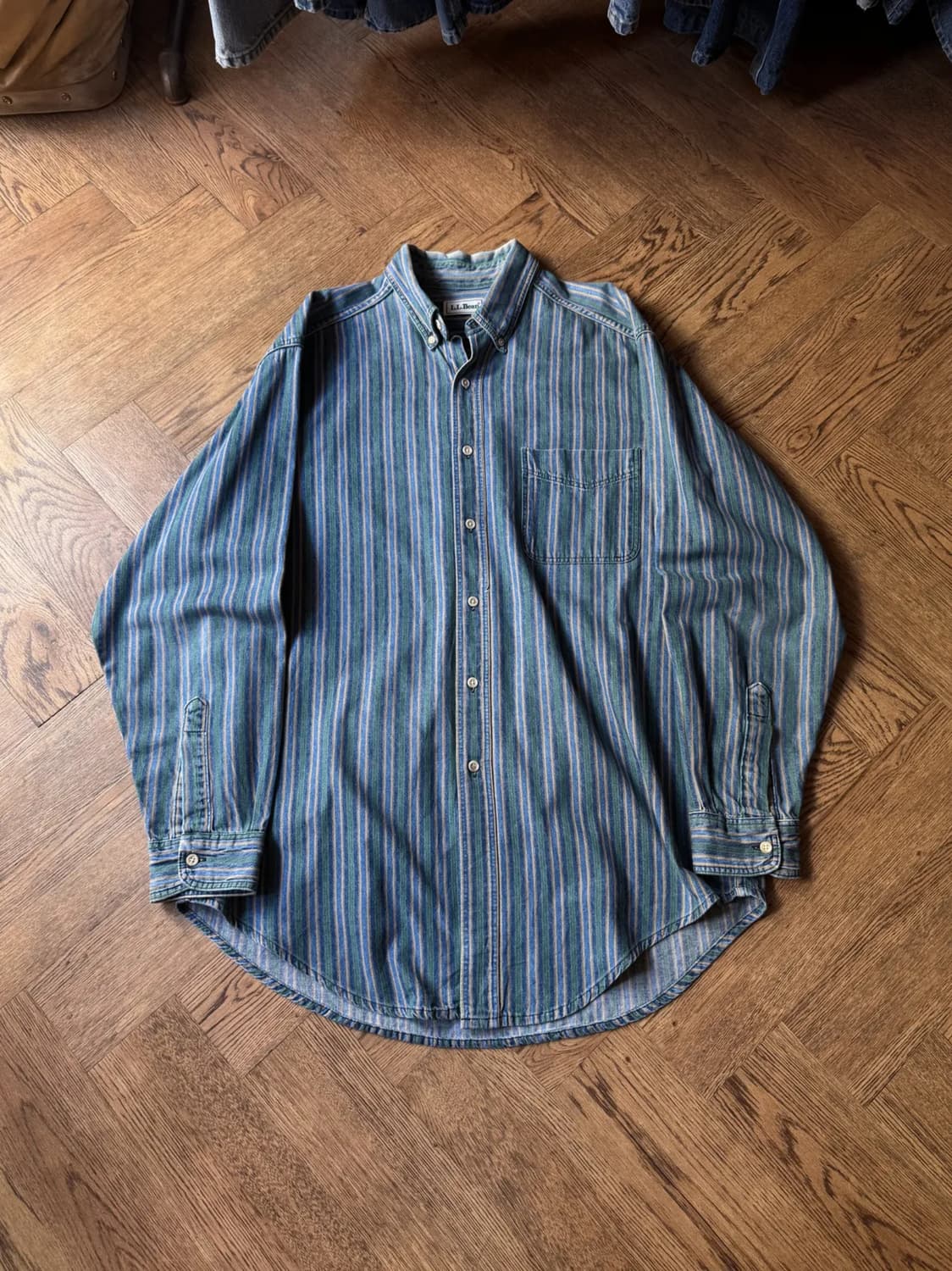 [L]90's 엘엘빈 Made in USA 스트라이프 셔츠 상품이미지1