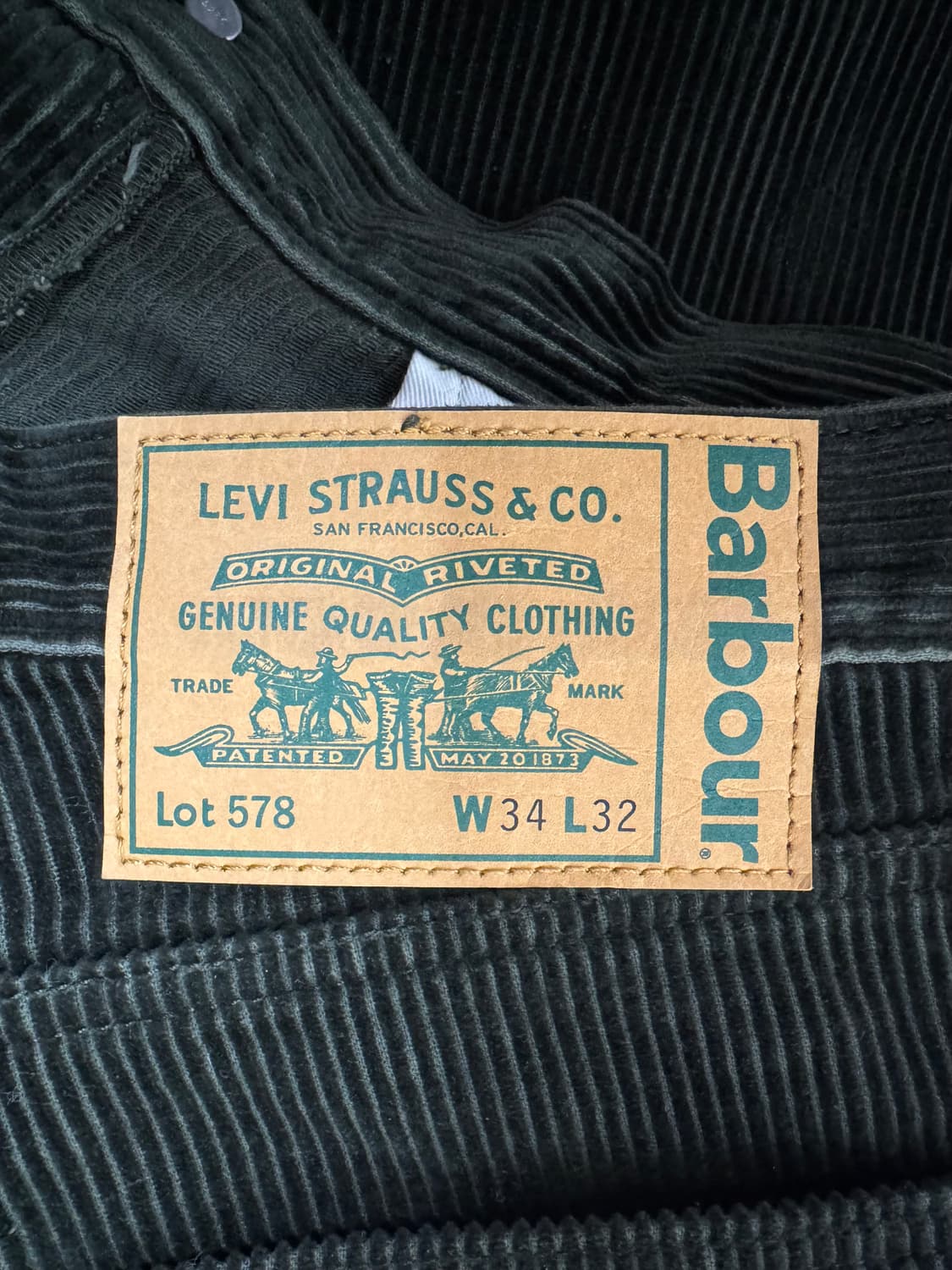 리바이스 x 바버 콜라보 578 배기 코듀로이 트라우저 상품이미지3