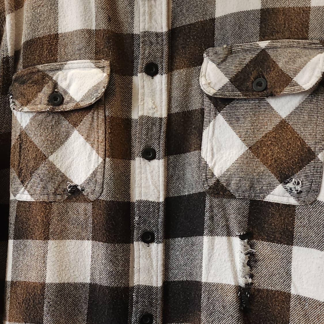 90s 아메리칸 빈티지 체크셔츠 헤비 플란넬 워크셔츠 윈도우 체크 xl 상품이미지7