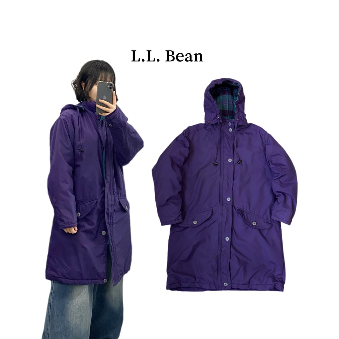 엘엘빈 90s 퍼플 롱 후드 파카 자켓 상품이미지1
