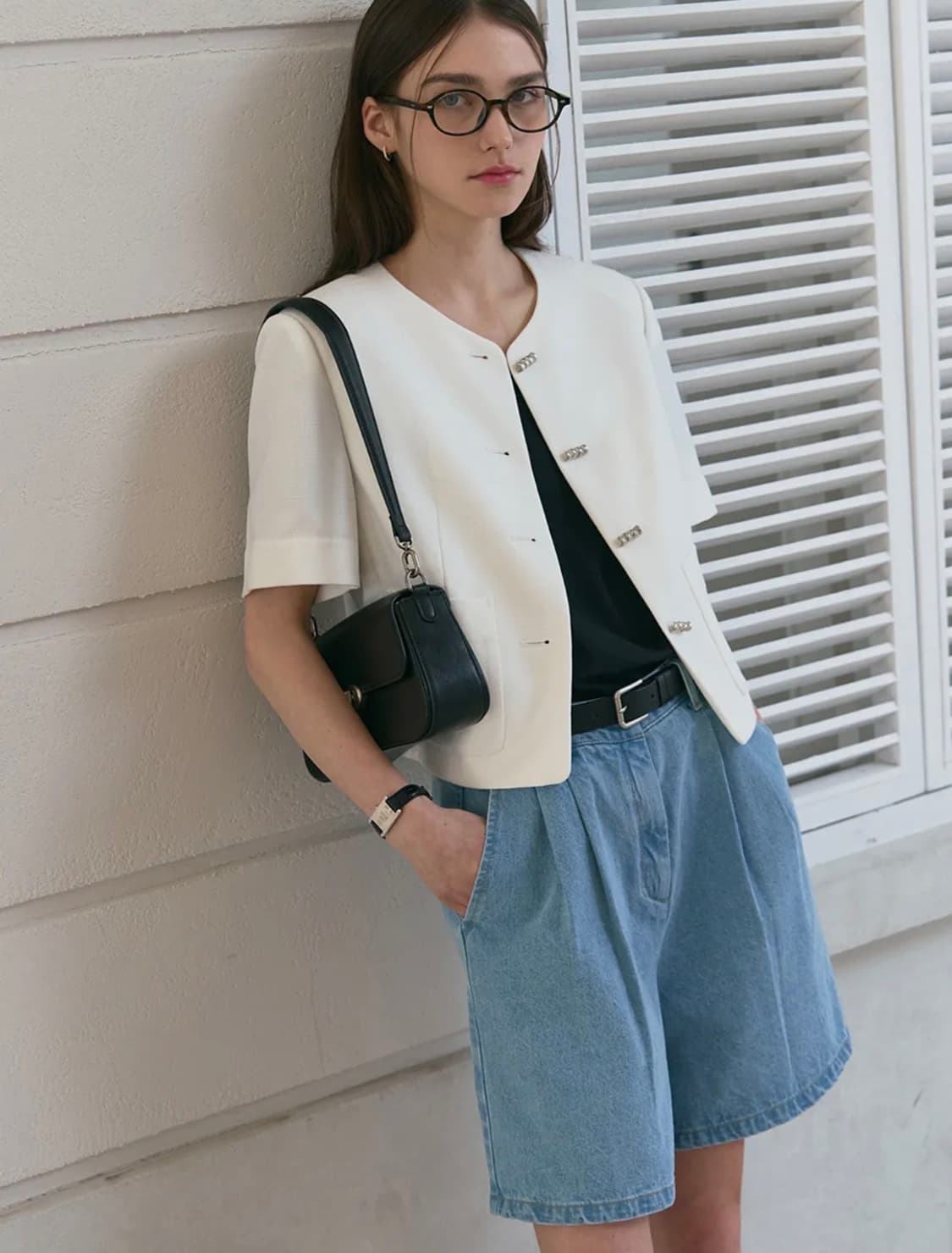 드로우핏 우먼 시니 트위드 반팔 자켓 아이보리 M 새상품 상품이미지4