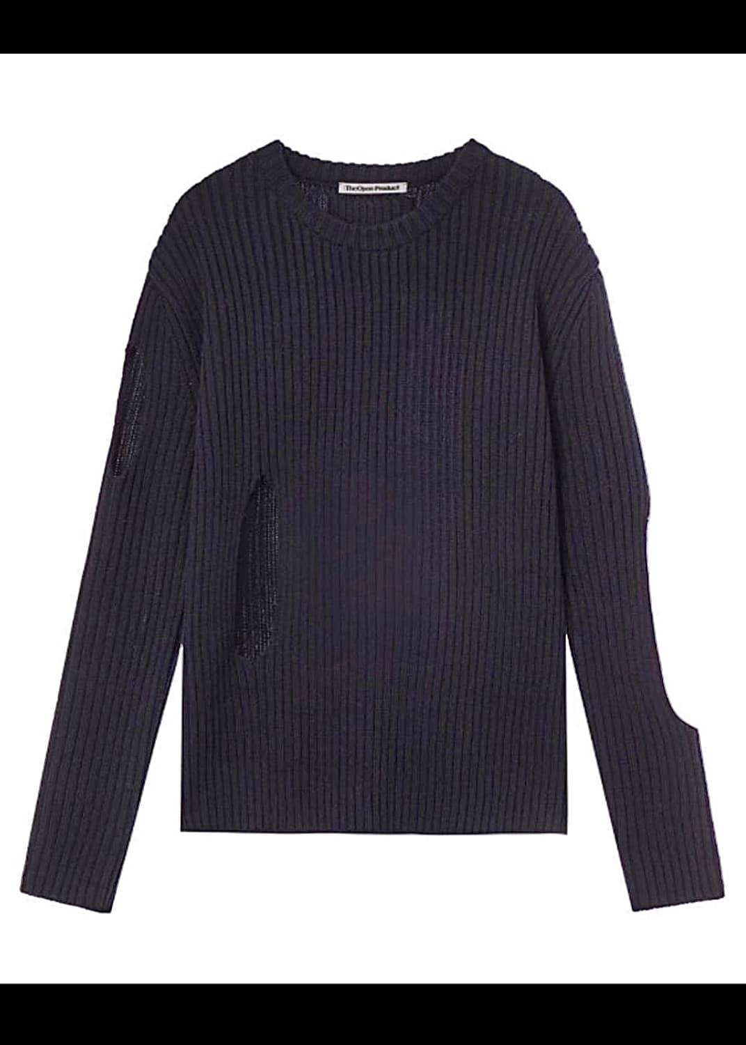 더오픈 프로덕트 YY 컷아웃 니트 스웨터 구멍 홀 디테일 네이비 남색 상품이미지5