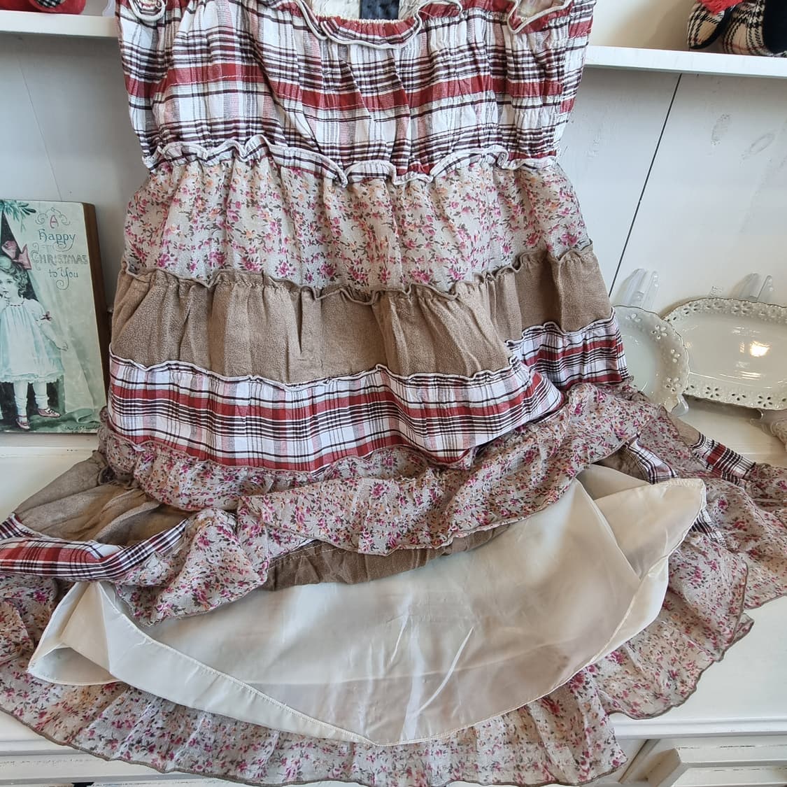 체크플라워 티어드 캐미솔 원피스 상품이미지5