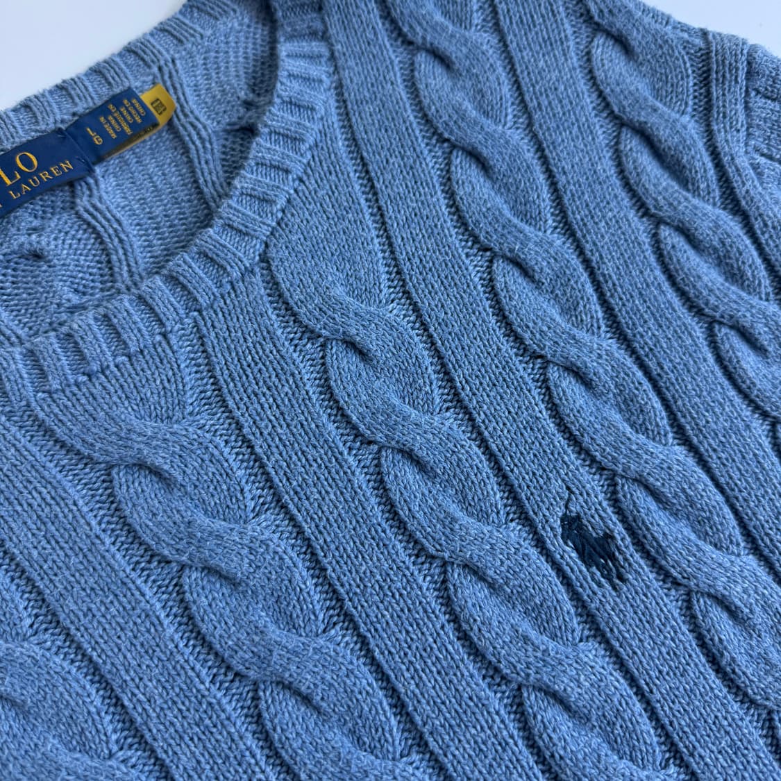 Polo  폴로 랄프로렌 자수 코튼 소라 꽈배기 니트  상품이미지3