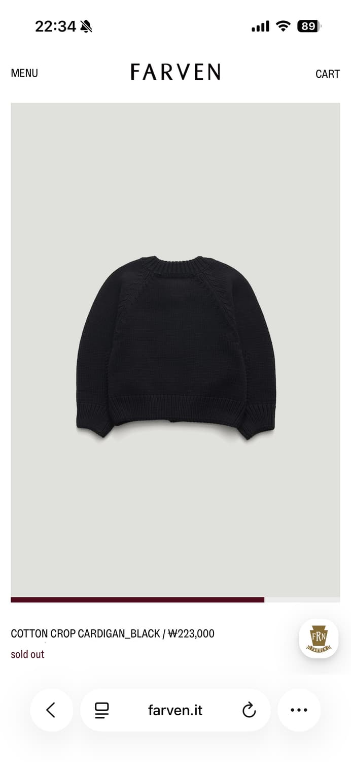 farven 파르벵 코튼 크롭 가디건 블랙 OS 상품이미지2