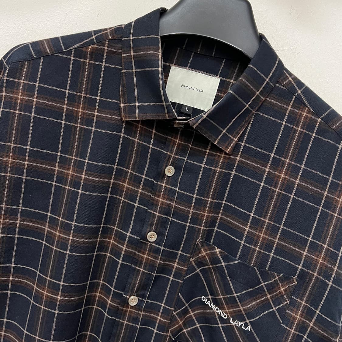다이아몬드 레이라 플러프 무드 체크 셔츠 남방 L 상품이미지3