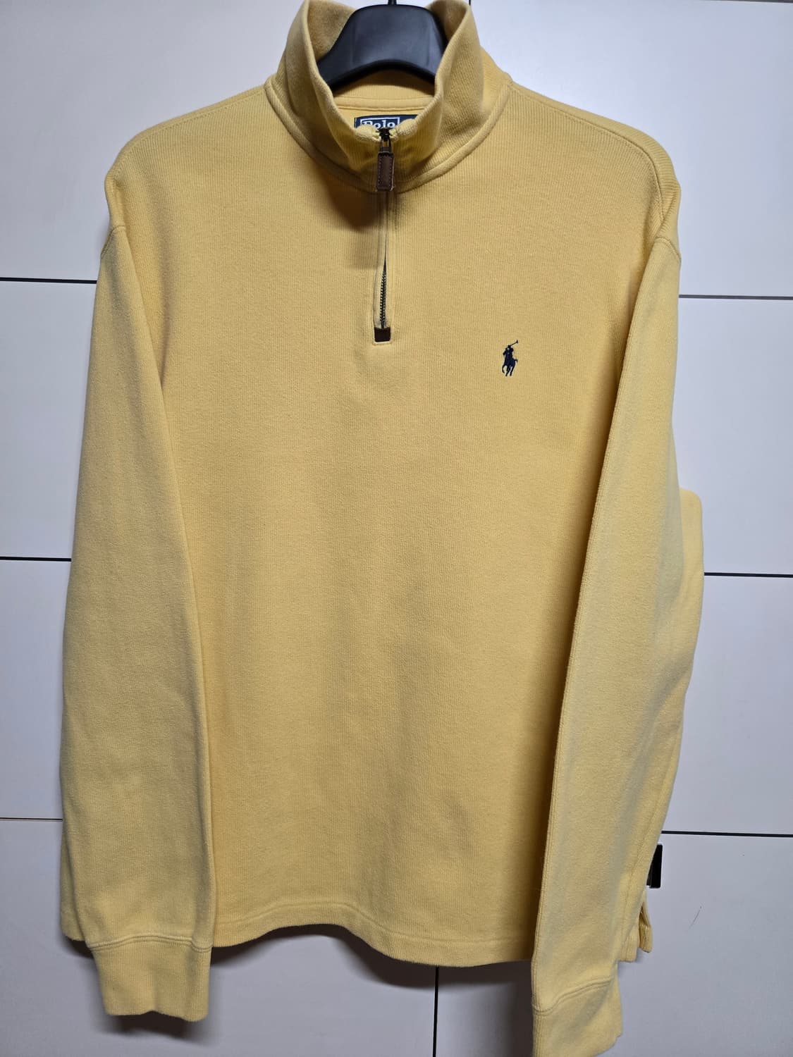 폴로 랄프로렌 남성 엘로우 코튼 반집업 니트 상품이미지1