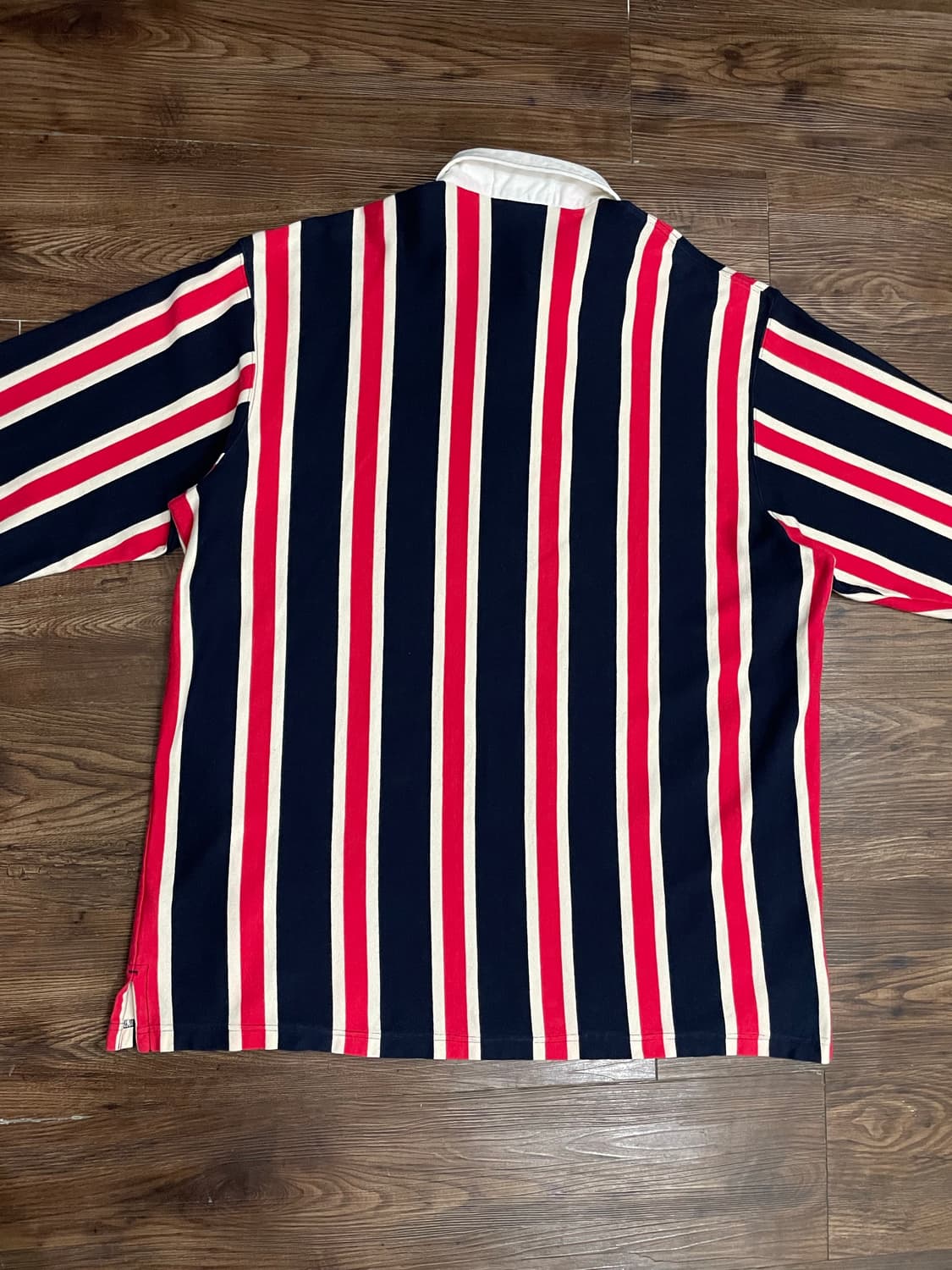 90s~00s 폴로 랄프로렌 스트라이프 럭비티 레드 네이비 상품이미지9