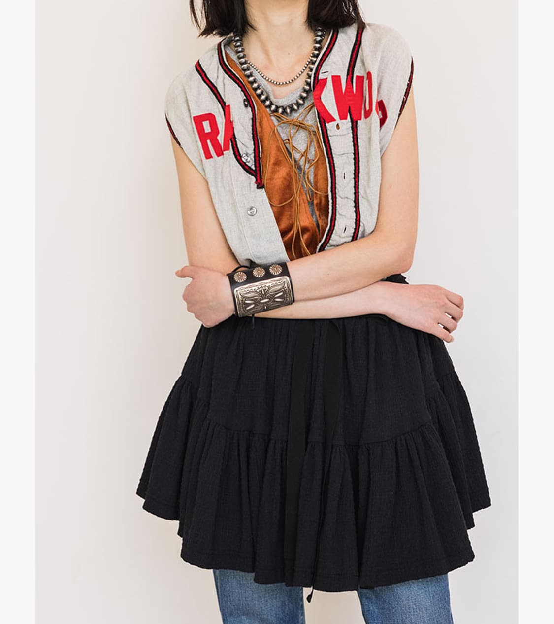 BEAMS JAPAN - 25SS TIERED WRAP SKIRT 상품이미지3