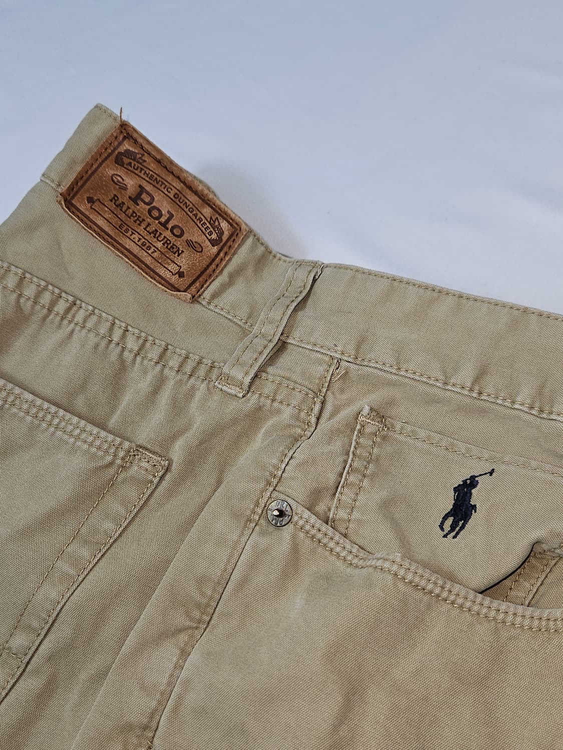 폴로 랄프로렌 가죽패치 데님팬츠 포니로고 빈티지 치노팬츠 바지 36 상품이미지1