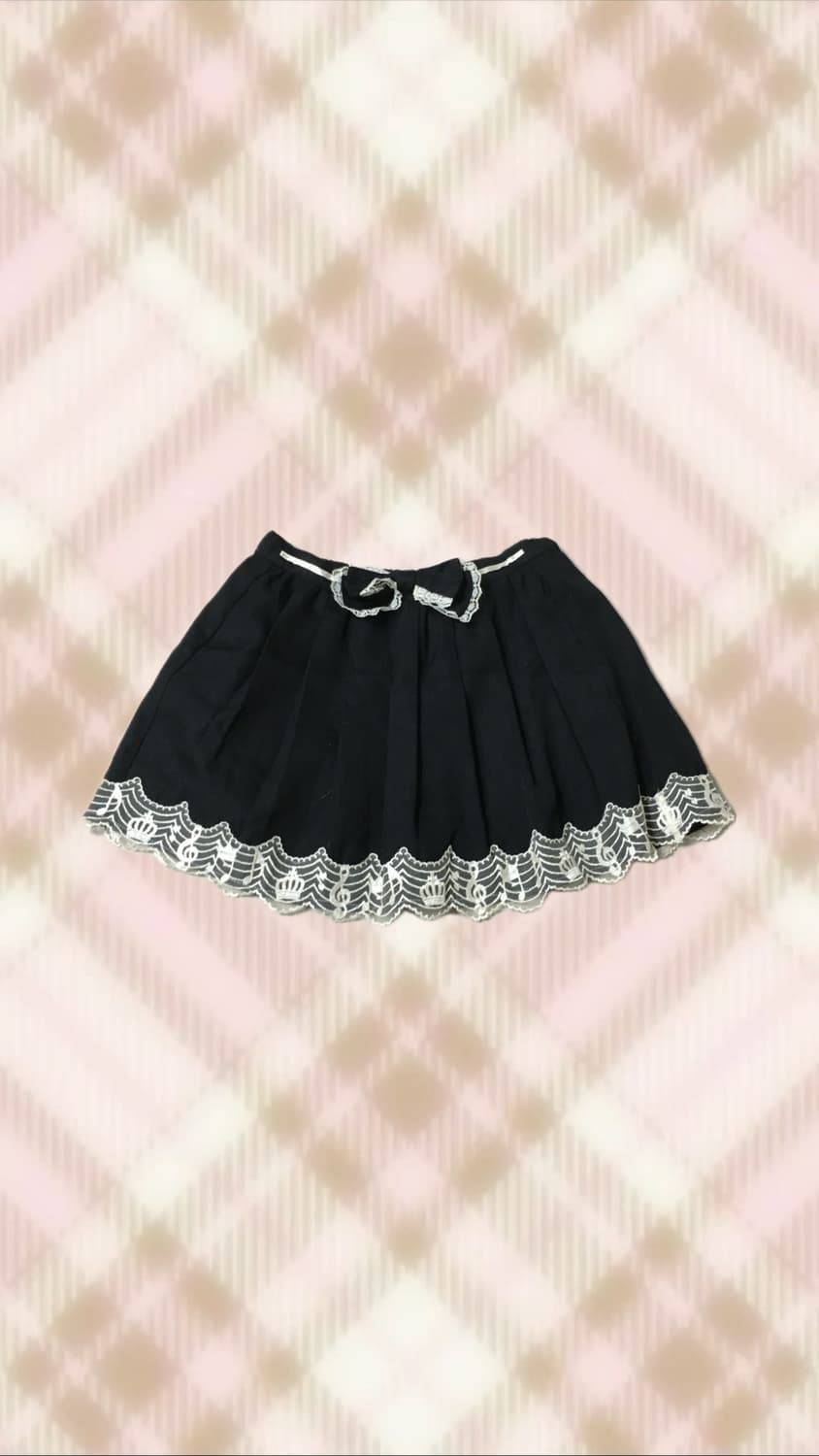엑시즈팜 레이스 리본 블랙 스커트 치마 라떼 히메 오네 갸루 러블리 상품이미지1