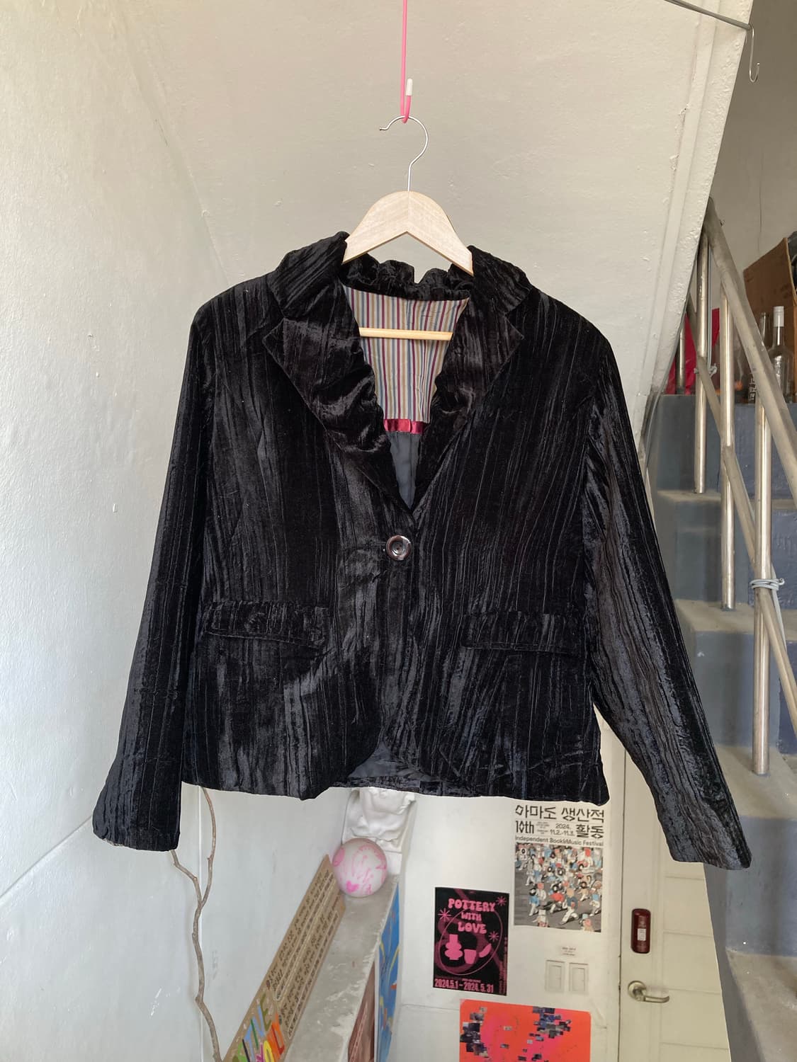 빈티지 벨벳 버튼 자켓 상품이미지1