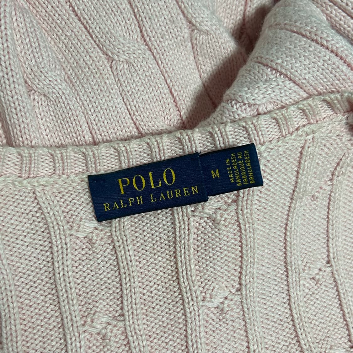 폴로 랄프로렌 신형 브이넥 꽈배기 니트 베이비 핑크 연핑크 M 상품이미지7
