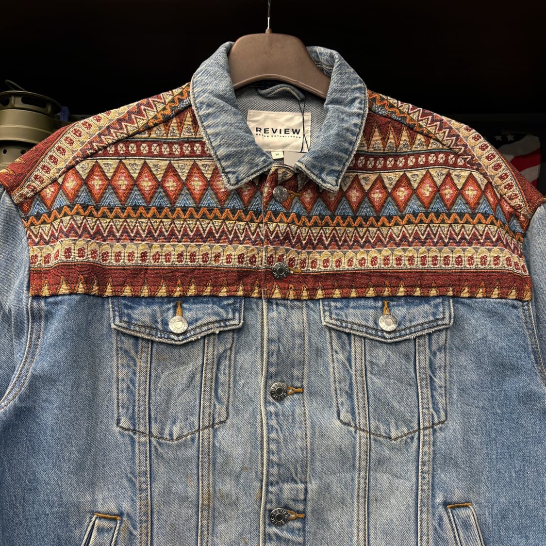00s 빈티지 에스닉 자카드 엠브로이드 데님 트러커 자켓 N581 상품이미지3