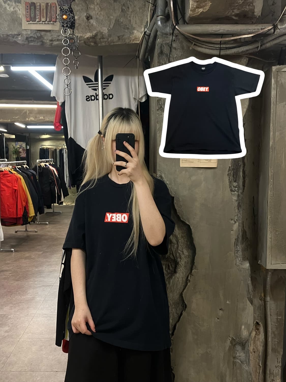 오베이 반팔 티셔츠 블랙 L #csz2116 상품이미지1