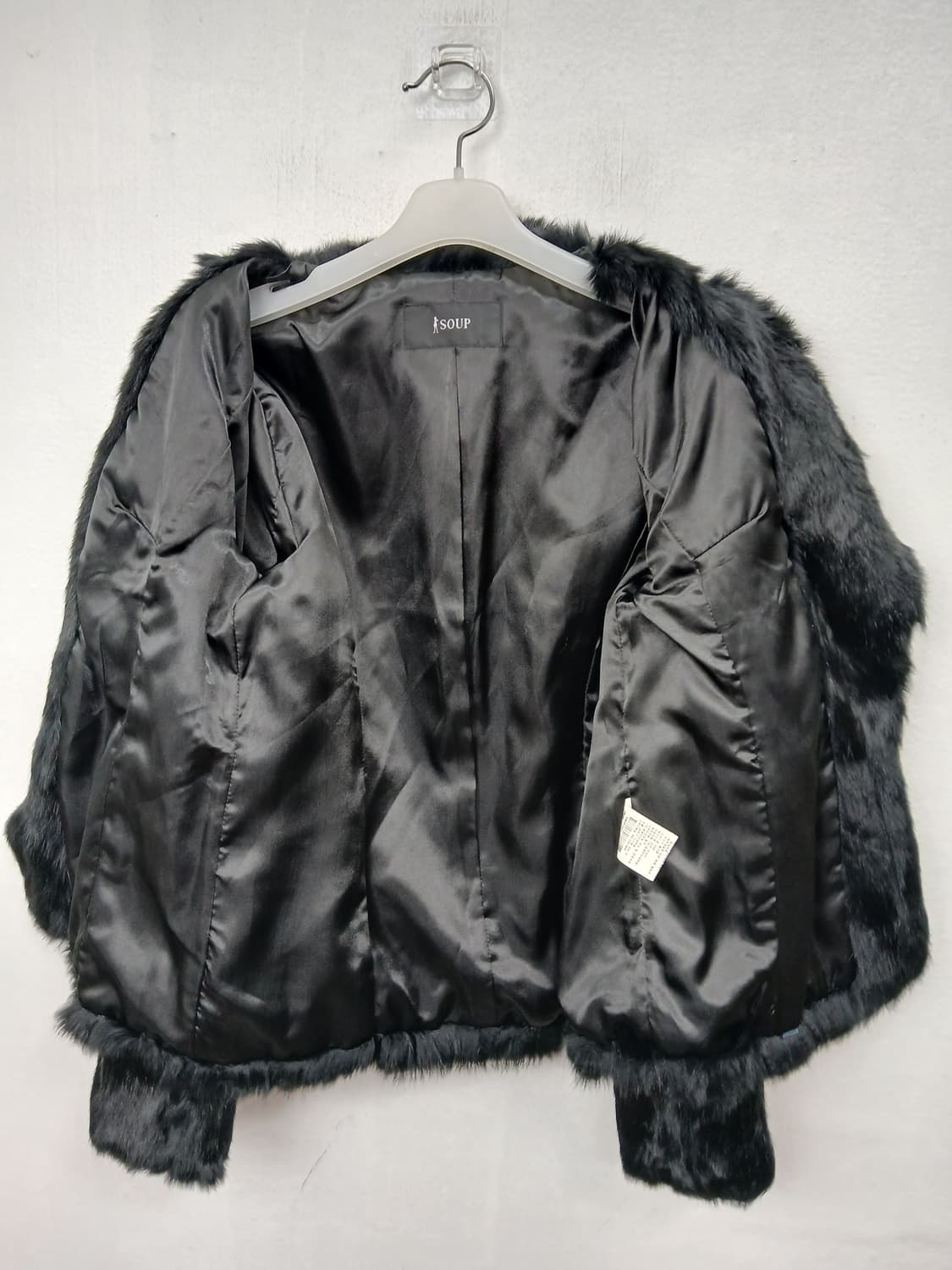 SOUP 블랙 천연토끼털 퍼 자켓 90 S 상품이미지6