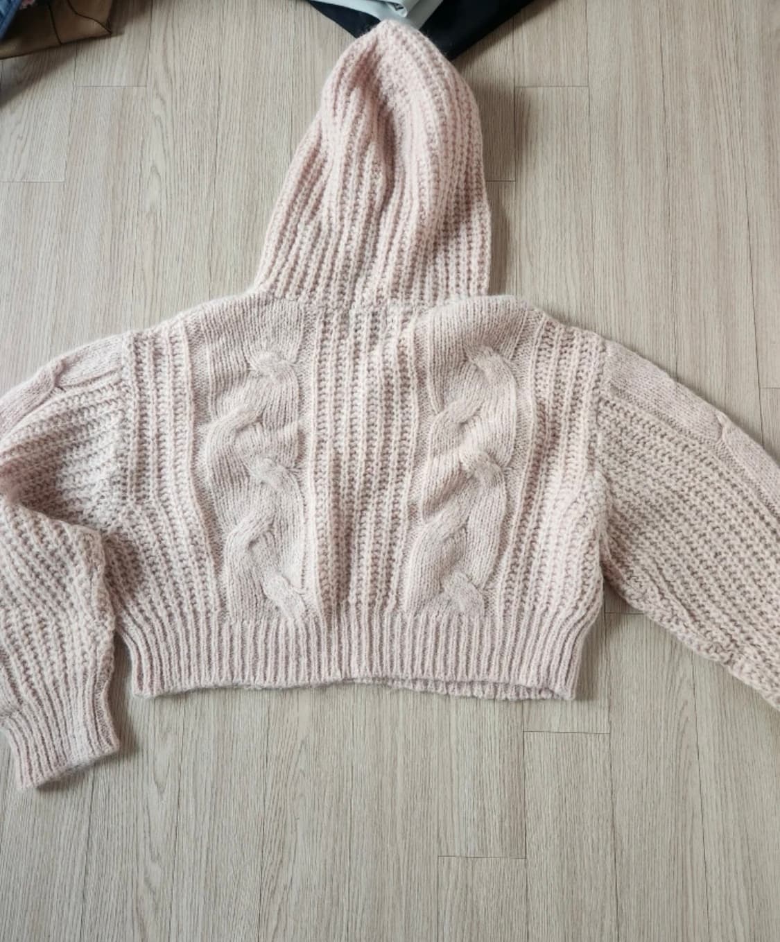 더티스 니트 후드 가디건 핑크색  상품이미지2