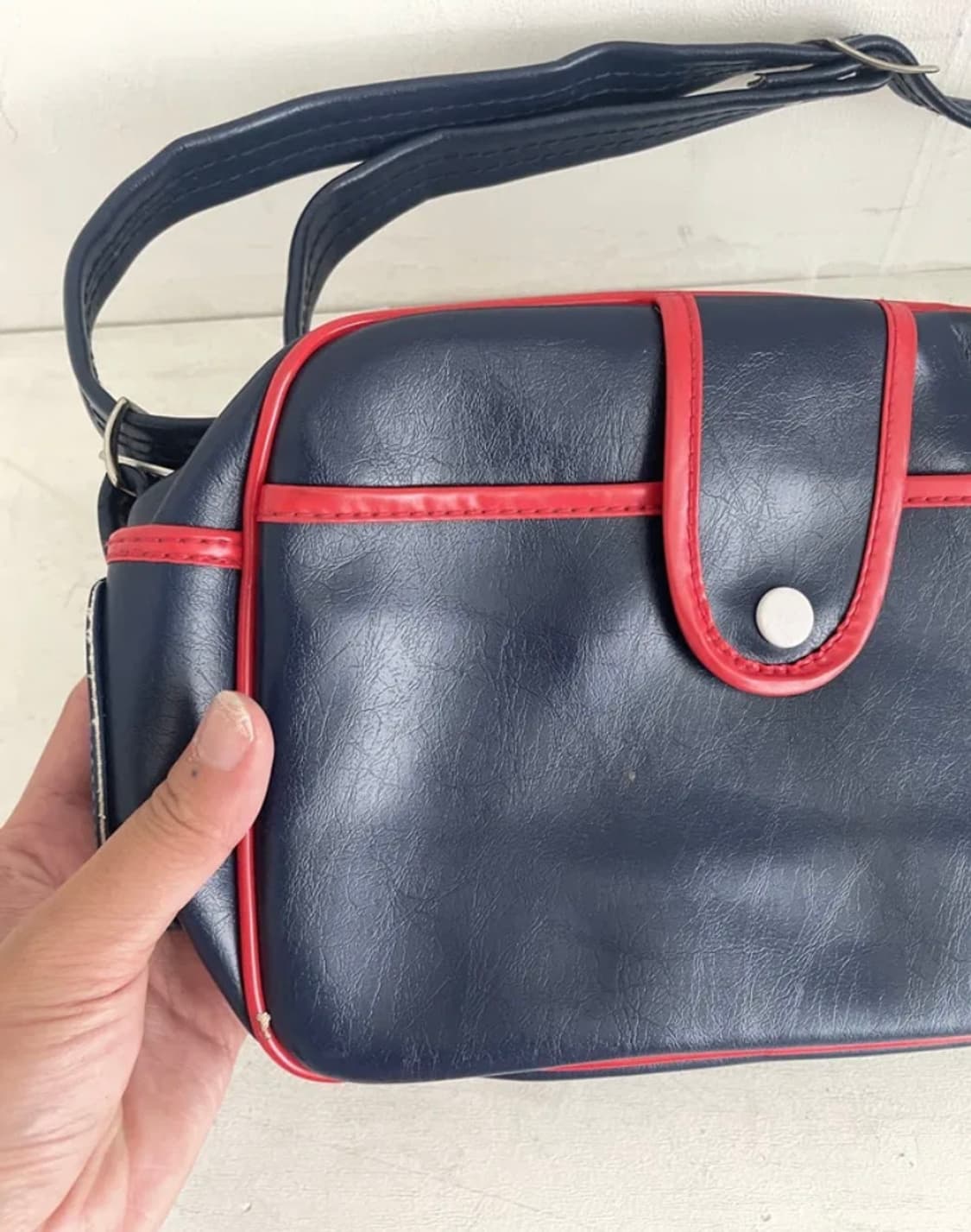 Navy red leather mini cross bag 상품이미지3