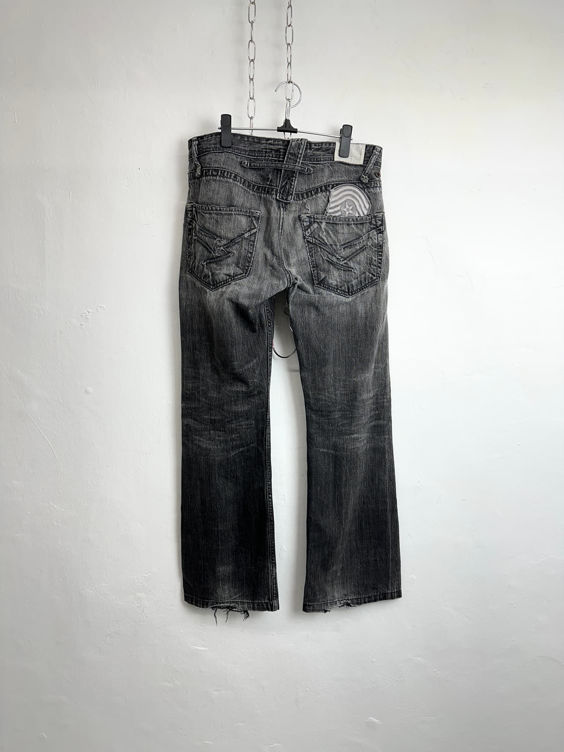 Embroidered Black Wash Bootcut Denim Jea 상품이미지7