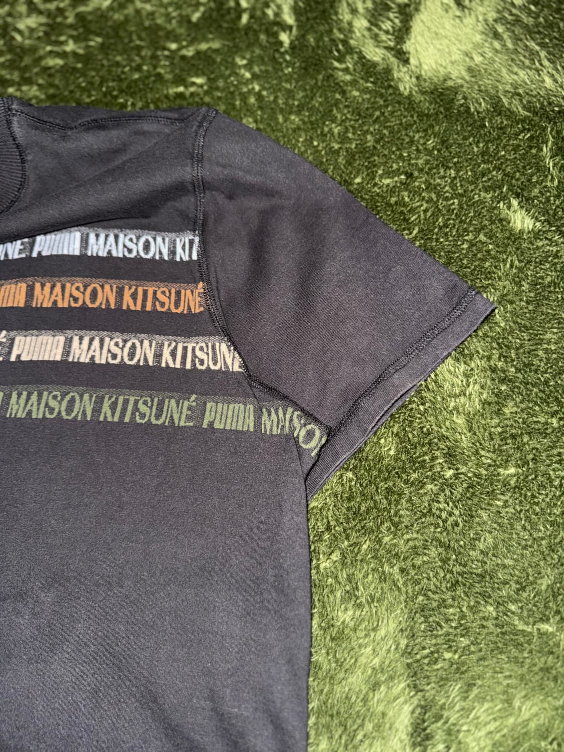 [XL] 푸마 X 메종 키츠네 콜라보 자카드 티셔츠 블랙 상품이미지4