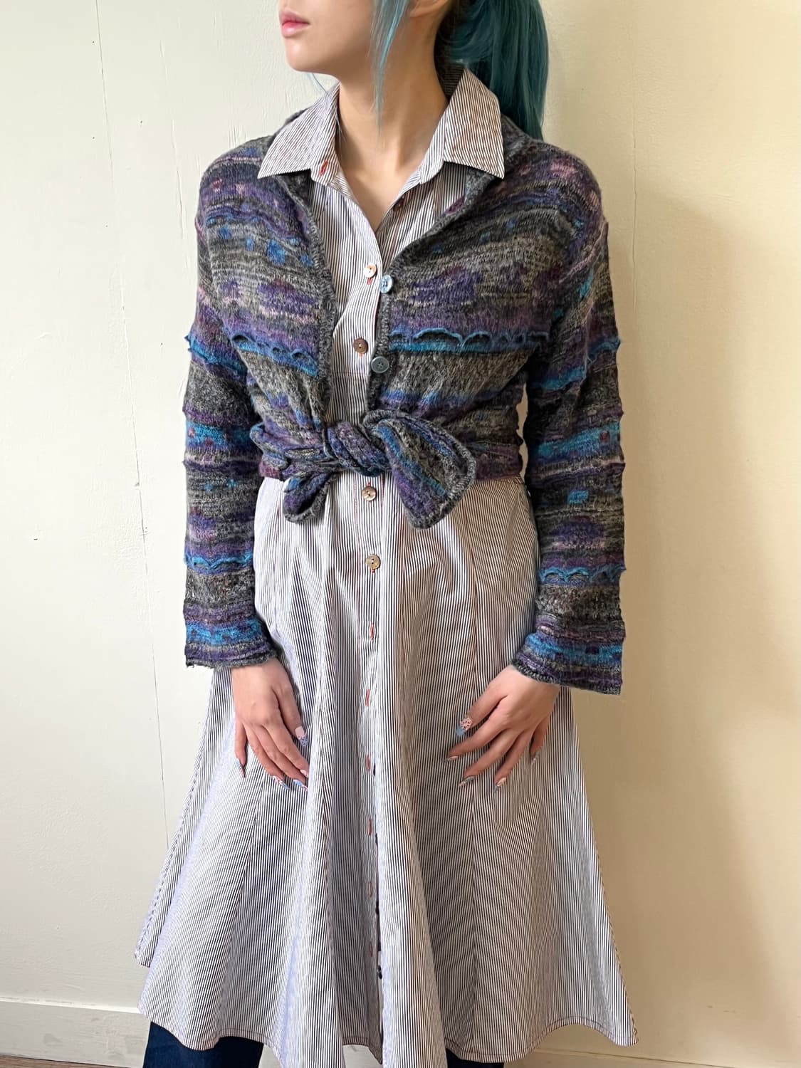 japan vtg 레인보우 스웨터 가디건 상품이미지5