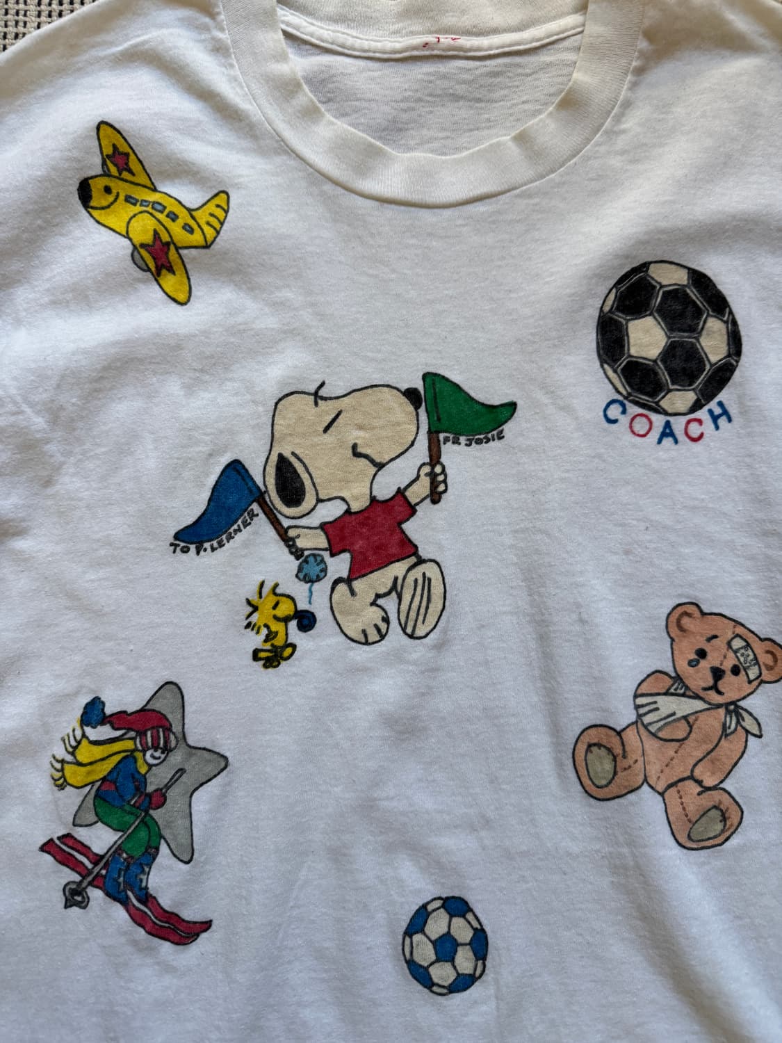 80s 스누피 핸드페인팅 티셔츠 상품이미지2