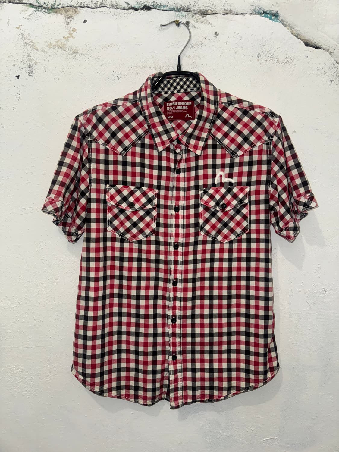 EVISU 레드 체크 반팔 셔츠 상품이미지1