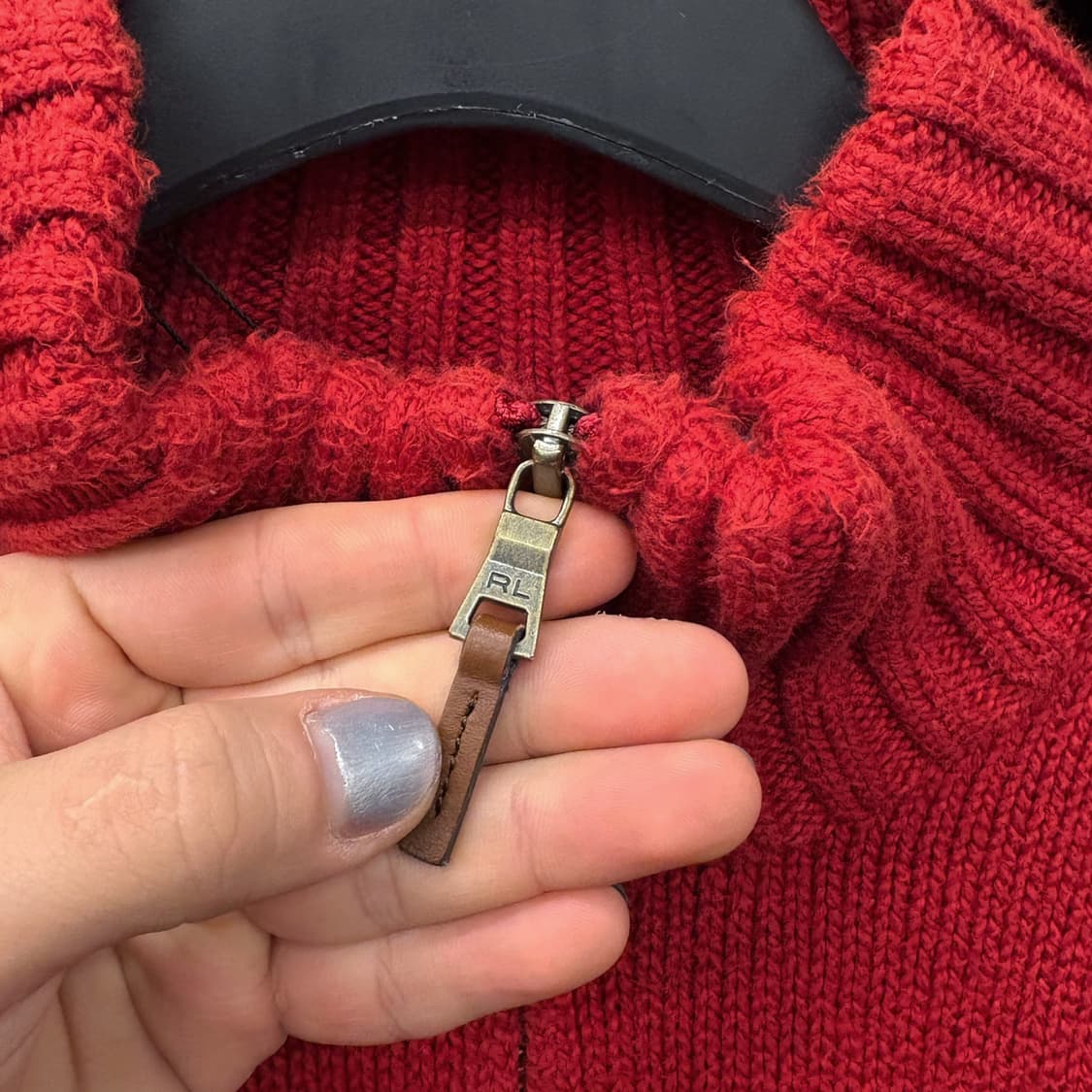 90s 폴로 랄프로렌 청키립 하프집업 코튼 니트 스웨터 레드 N633 상품이미지6