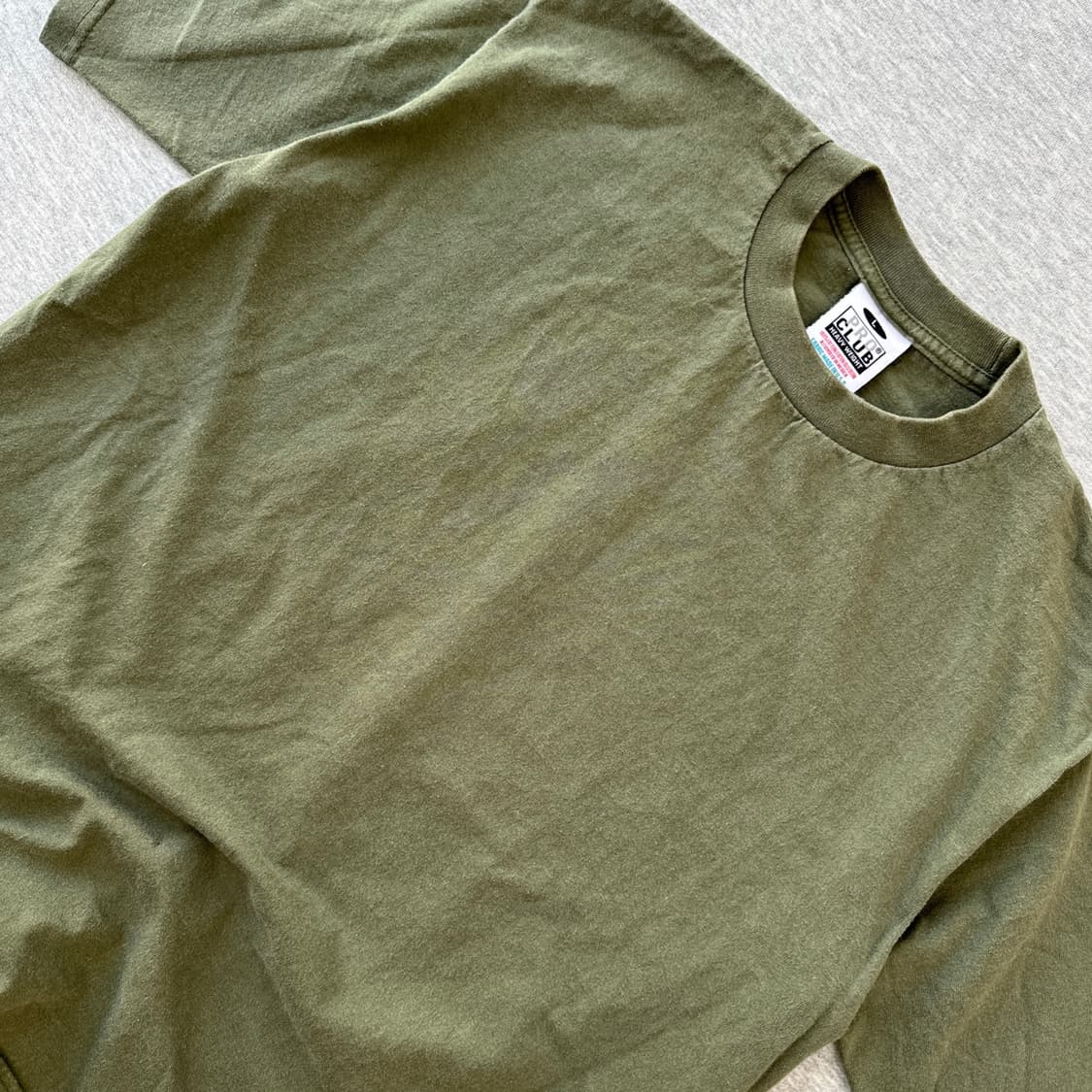 Y2K 프로클럽 헤비웨이트 티셔츠 L 사이즈 올리브 그린 상품이미지3