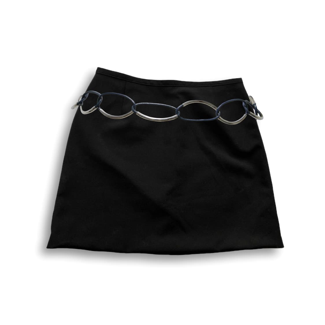 Navy Leather Chain belt 상품이미지1