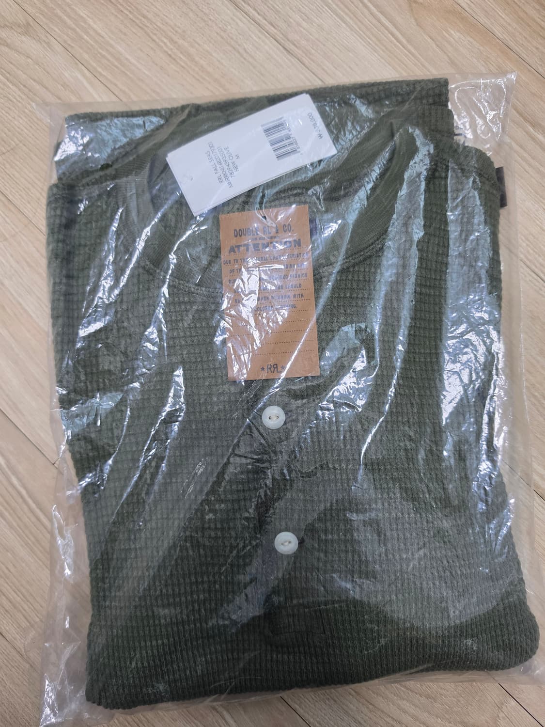 RRL 가먼트 다이 와플 니트 헨리 셔츠 M 상품이미지2