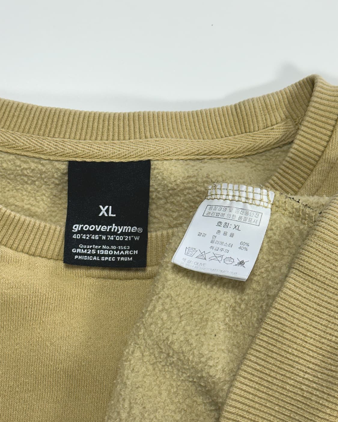 그루브라임 기모 맨투맨 겨자색 상품이미지3