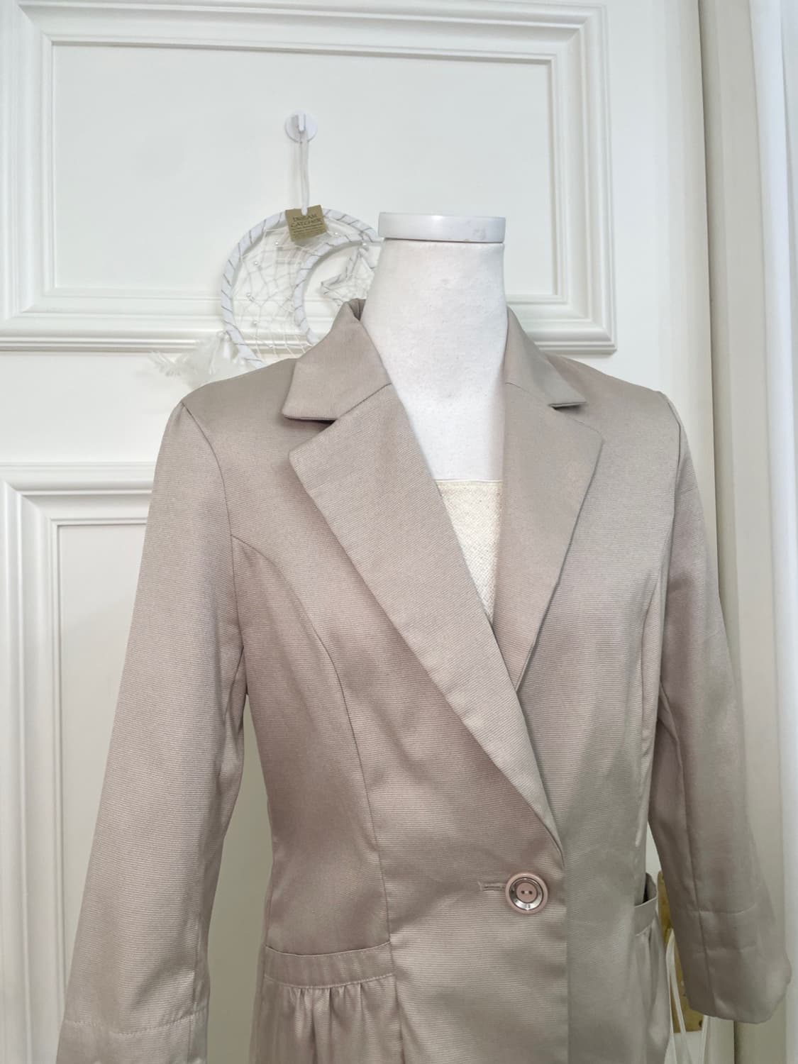 beige back bow shirring summer jacket 상품이미지6