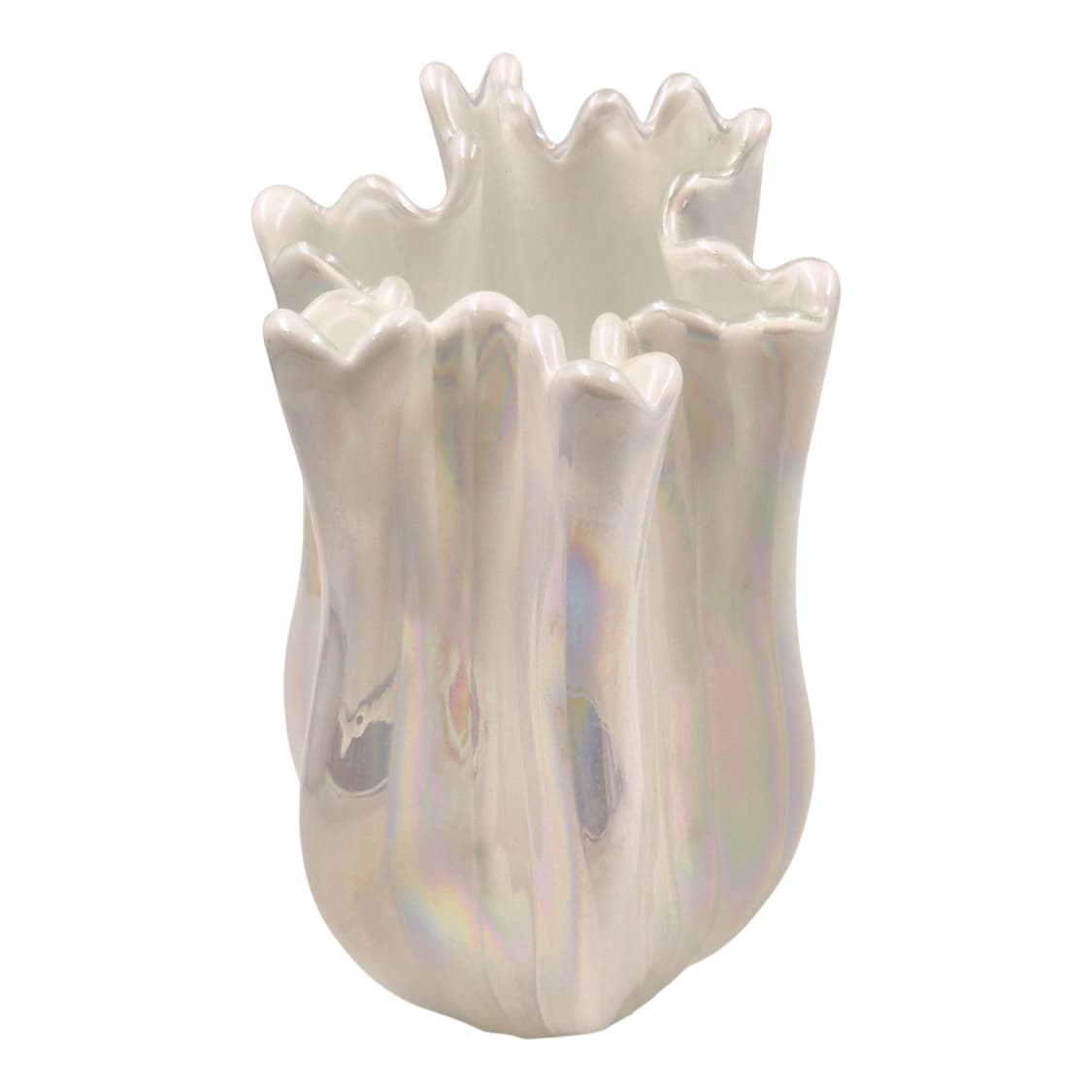 80s 쿠라타 아트글라스 진주 오로라 산호 꽃병 상품이미지2